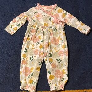 Mud Pie Pink and Cream Baby Romper